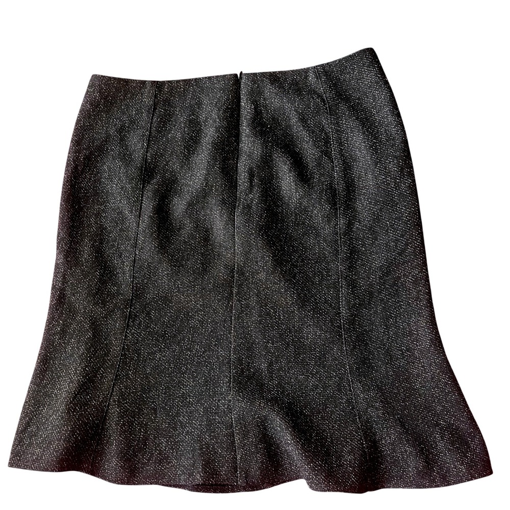 White House‎ Black Market Womens Metallic Tweed Skirt 8 Black Shimmer Gorpcore - Picture 2 of 5